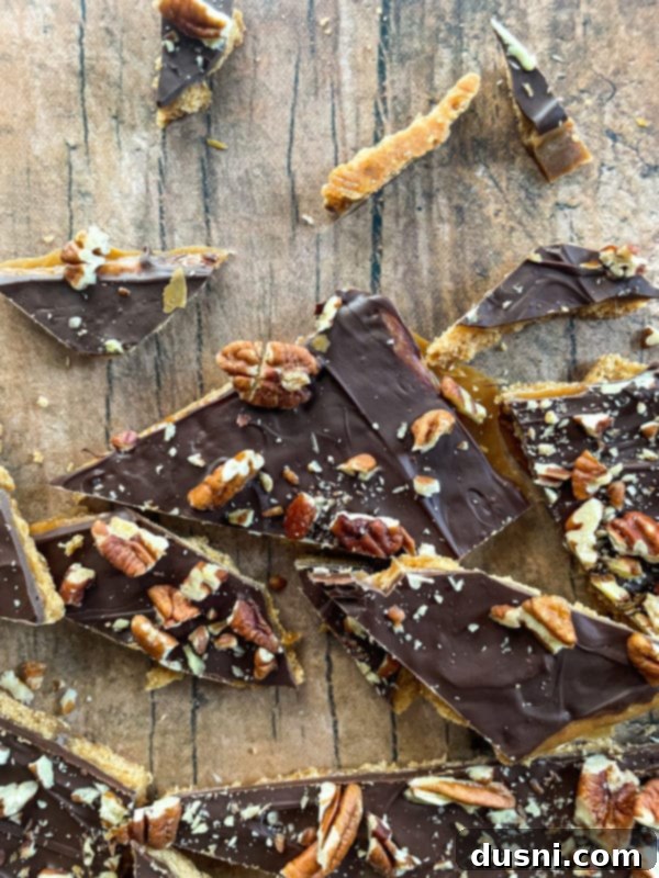 Homemade Graham Cracker Toffee 2 graham cracker toffee broken into pieces