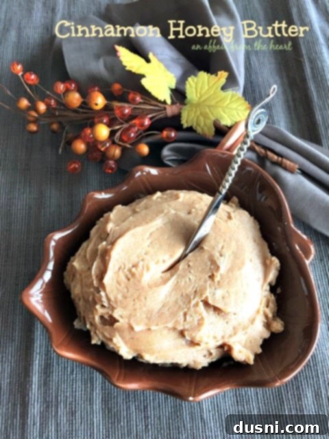Cinnamon Honey Butter served in an autumn leaf-shaped bowl
