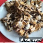 S'mores Treats on a white plate with text 