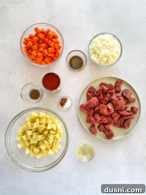 Mulligan Stew prepared and ready to be served, showcasing the rich colors and textures.