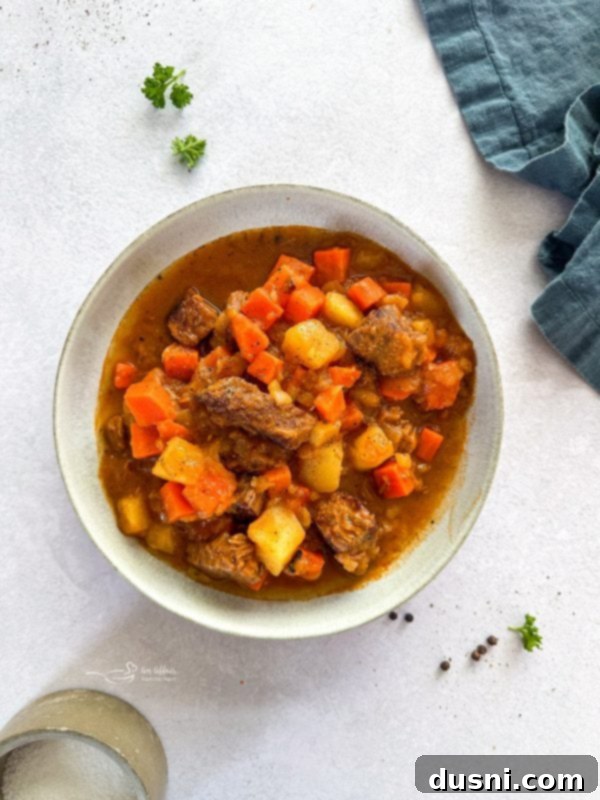 The process of preparing Mulligan Stew, showing ingredients in a pot.