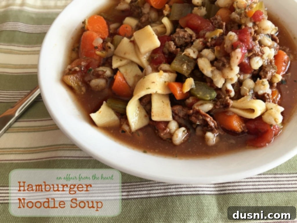 Hamburger Noodle Soup - a classic, hearty, and budget-friendly comfort soup.