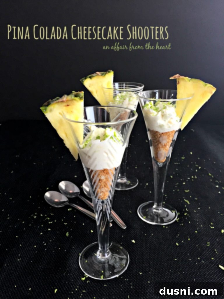 Pina Colada Cheesecake Shooters - a festive individual dessert