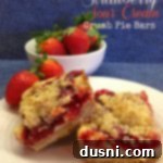 Strawberry Cloud Crumb Bars 2 Strawberry cream cheese crumb pie bars and fresh strawberries on a white plate with a bowl of fresh strawberries in the background. Text "strawberry cream cheese crumb pie bars"