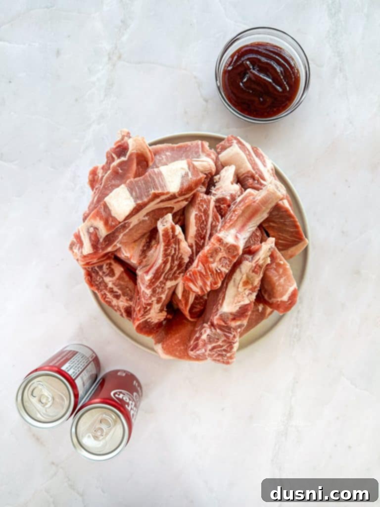 A platter of cooked Dr. Pepper BBQ Ribs ready for serving