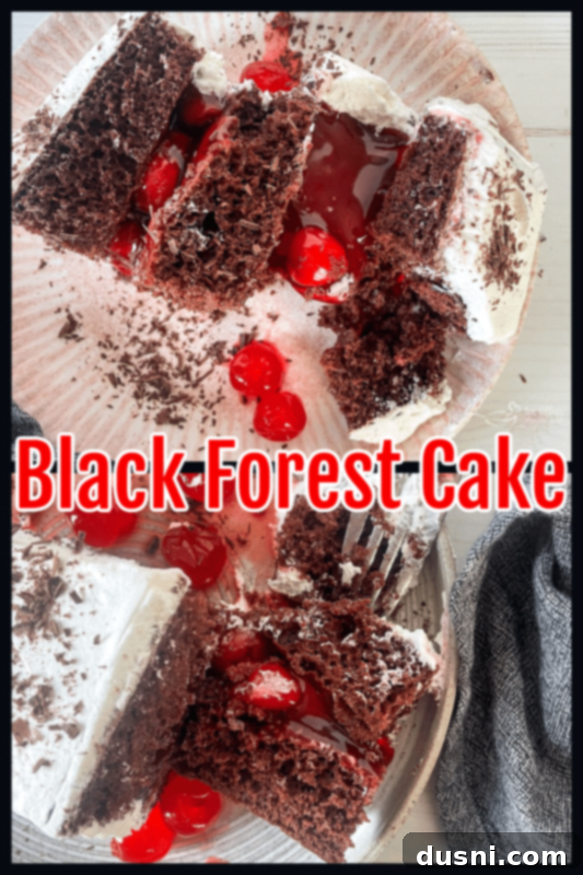 Black Forest Cake two images of black forest cake with text