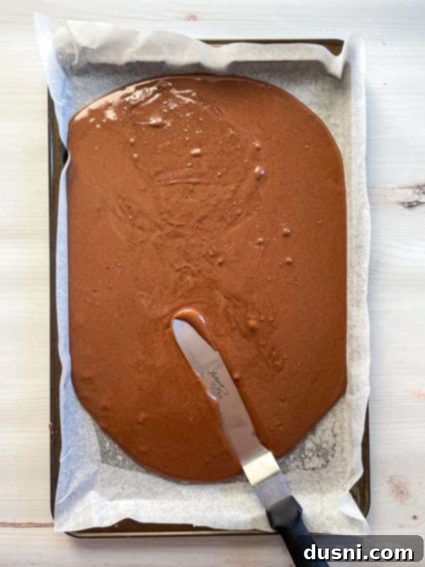 Black Forest Cake cake batter in pan