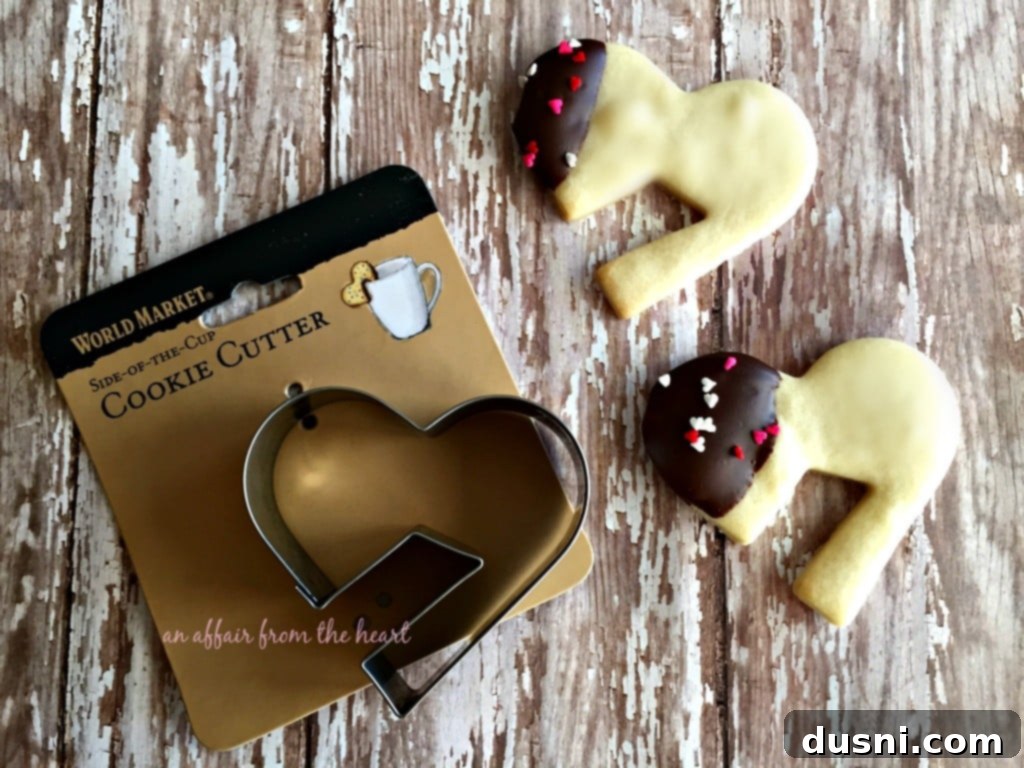 Dipped Shortbread Delights 4 Side of the Cup heart cookie cutter with 'WM' watermark