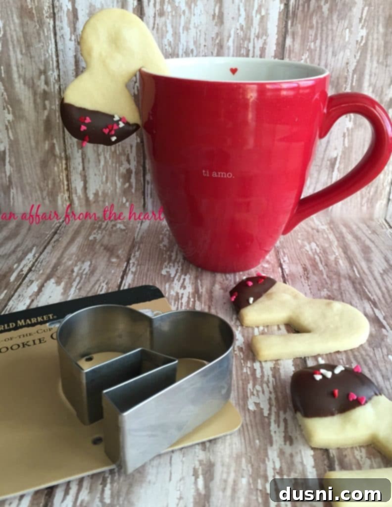 Dipped Shortbread Delights 5 Close-up of the 'Side of the Cup' heart cookie cutter