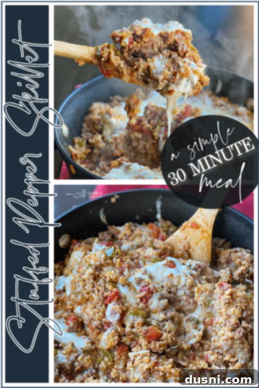 One-Pan Stuffed Peppers 20 Stuffed Pepper Skillet Pinterest pin image