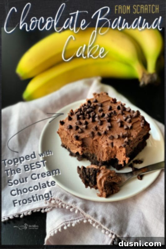 Chocolate Banana Cake Pinterest Pin Image