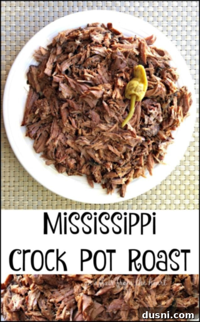 Mississippi Crock Pot Roast - An Affair from the Heart on a serving plate