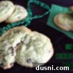 Perfect Mint Chocolate Chip Cookies 7 Mint Chocolate Chip Cookies on a black cloth with text "mint chocolate chip cookies"