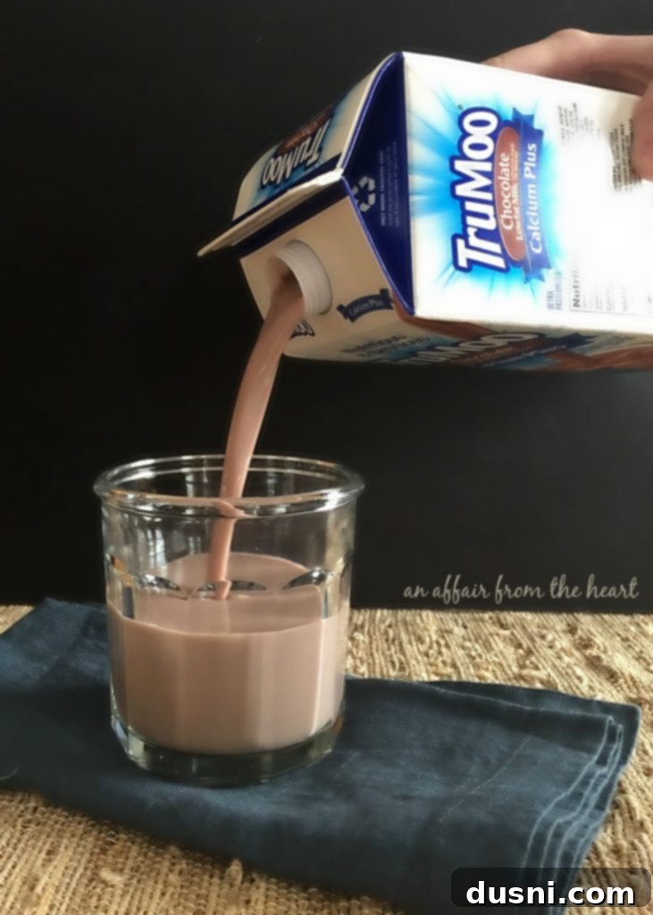 Close-up of TruMoo Calcium Plus Chocolate Milk bottle, emphasizing its branding and appeal