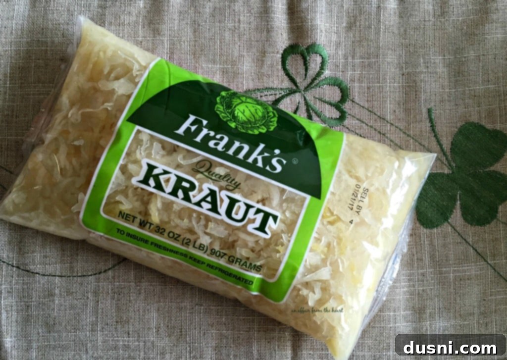 Jar of Frank's Kraut, a key ingredient for Reuben recipes