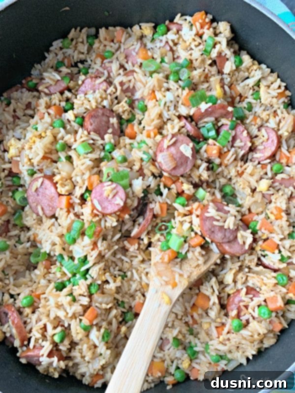 Hearty Kielbasa Fried Rice 2 Kielbasa Fried Rice, a vibrant one-pan meal with sausage, rice, and vegetables