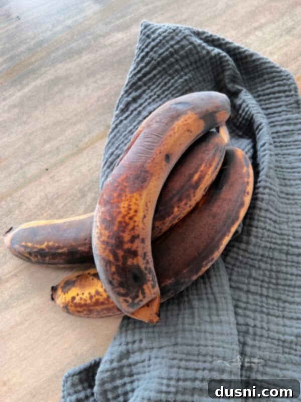 A bunch of perfectly ripe bananas ready for freezing.