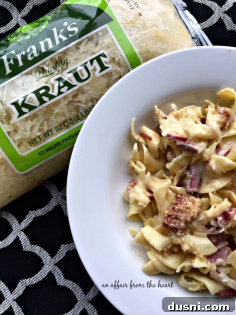 A generous serving of baked Reuben Casserole, showcasing its inviting golden crust and hearty ingredients