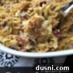 Pinterest image with text "Reuben Casserole"