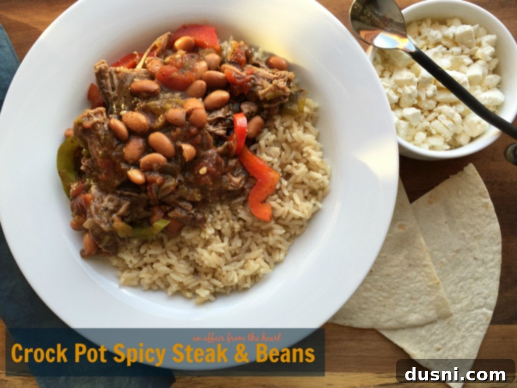 Spicy Crock Pot Steak and Beans 2 Crock Pot Spicy Steak & Beans - A delicious, easy-to-make slow cooker meal.