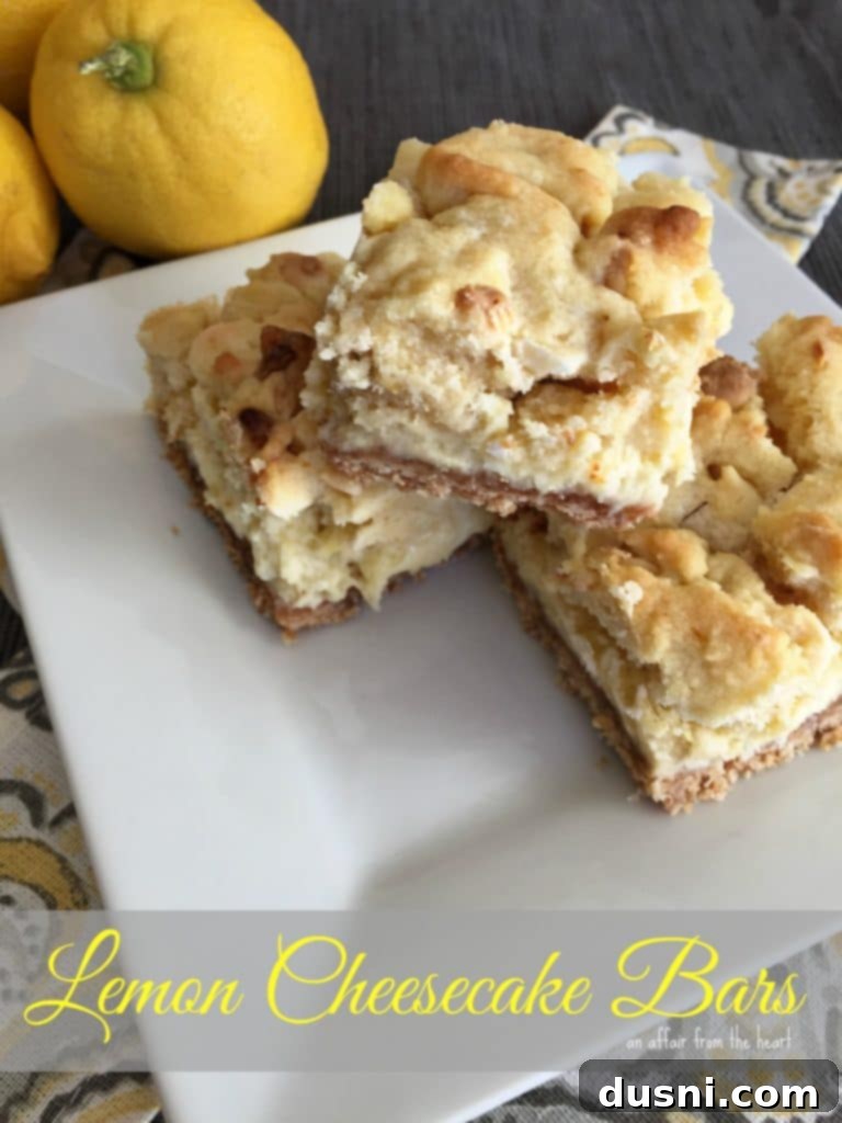 Zesty Lemon Cheesecake Bars 2 Lemon Cheesecake Bars with a Nilla wafer crust, creamy lemon cheesecake, and a lemon white chocolate chip cookie top.