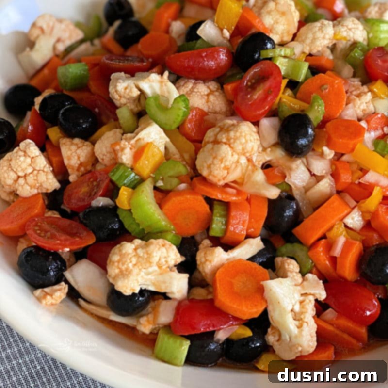 Vibrant Italian Garden Salad 13 Mom's Marinated Vegetables white bowl