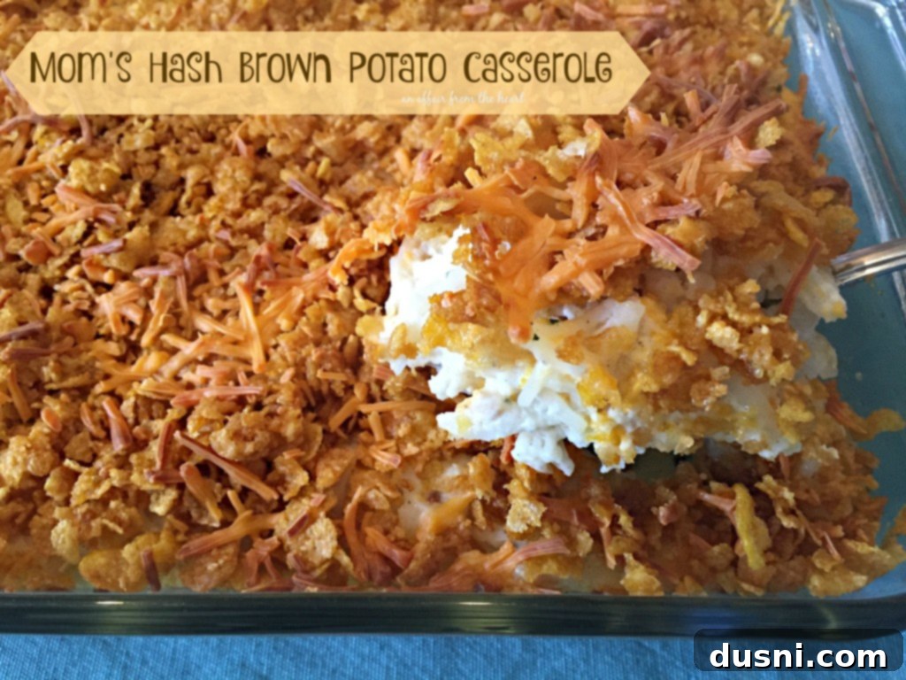 Golden Cheesy Hash Brown Bake 15 Hash Brown Potato Casserole - close up view