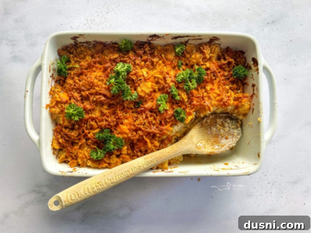 Golden Cheesy Hash Brown Bake 3 Hash Brown Potatoes In A Casserole Dish - ready to be served