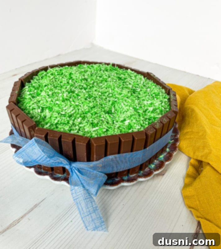 Kit Kat Easter Basket Cake 14 Edible Grass on Easter Cake with Kit Kats