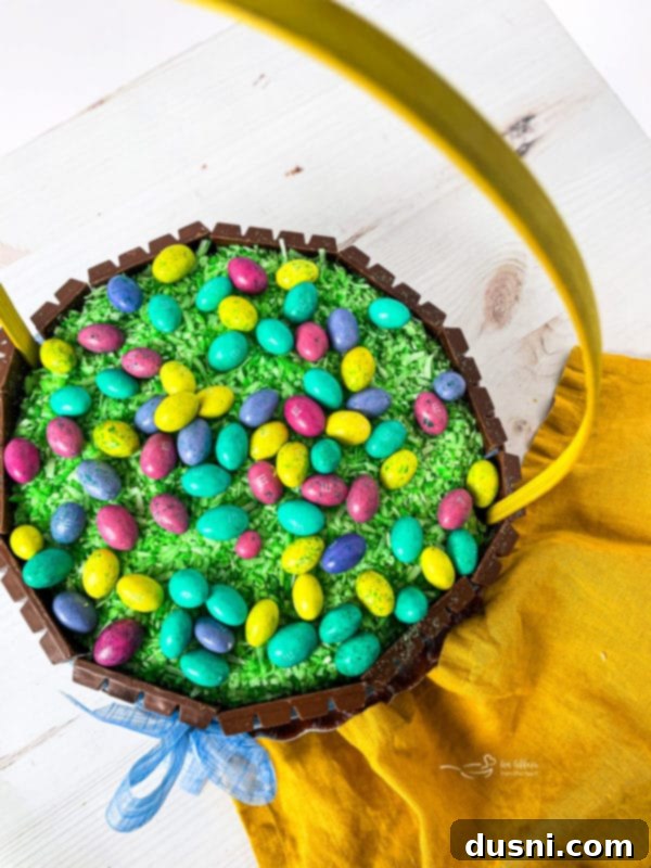 Kit Kat Easter Basket Cake 15 Easter M&M eggs on top of Easter Cake