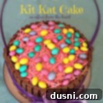 Kit Kat Easter Basket Cake 22 Overhead of cake with text "Easter Basket Kit Kat Cake"