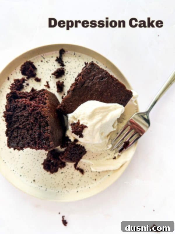 Simple Comfort Bake 13 A slice of Depression Cake with a scoop of vanilla ice cream.