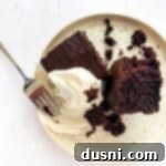 Simple Comfort Bake 15 Close up of Depression cake and vanilla ice cream on a white plate.