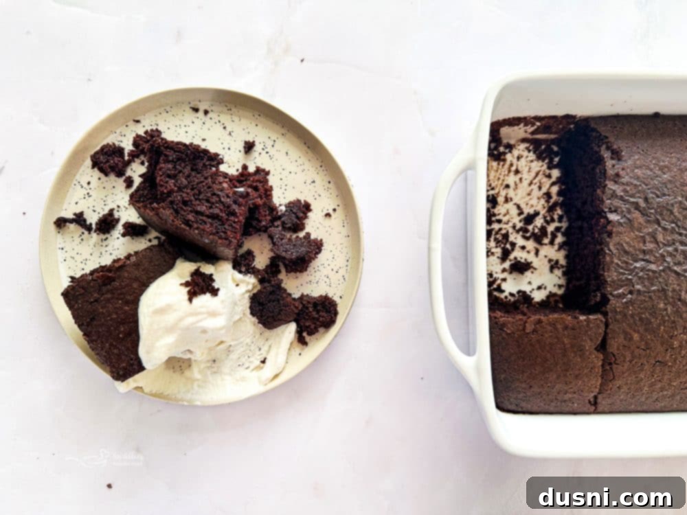 Simple Comfort Bake 3 Whole Depression Cake on a white serving plate.