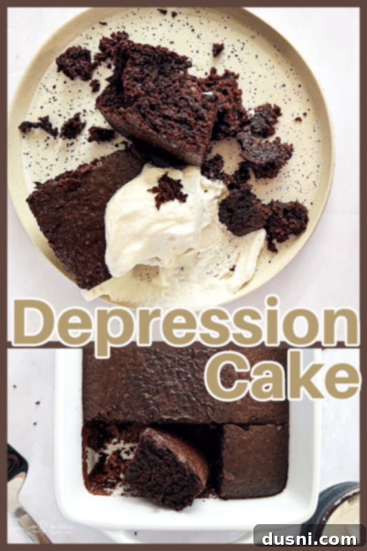 Simple Comfort Bake 10 Depression Cake on a cooling rack, viewed from above.