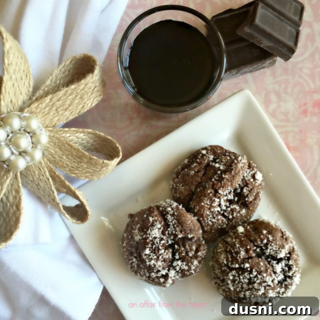 Indulgent Kahlua Crinkles 3 Perfectly baked Kahlua Crinkles with a beautiful cracked texture.