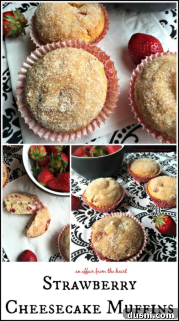 Irresistible Strawberry Cheesecake Muffins 8 A freshly baked batch of Golden Strawberry Cheesecake Muffins, ready to be enjoyed.
