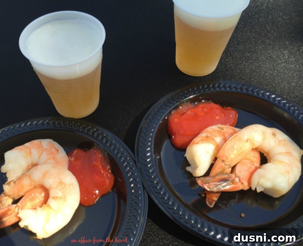 Barbecue Obsession 11 Plate of jumbo chilled shrimp, ready to eat