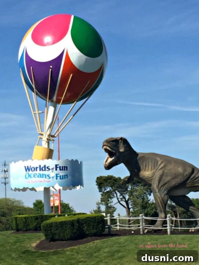 Barbecue Obsession 3 Worlds of Fun theme park entrance on a sunny day