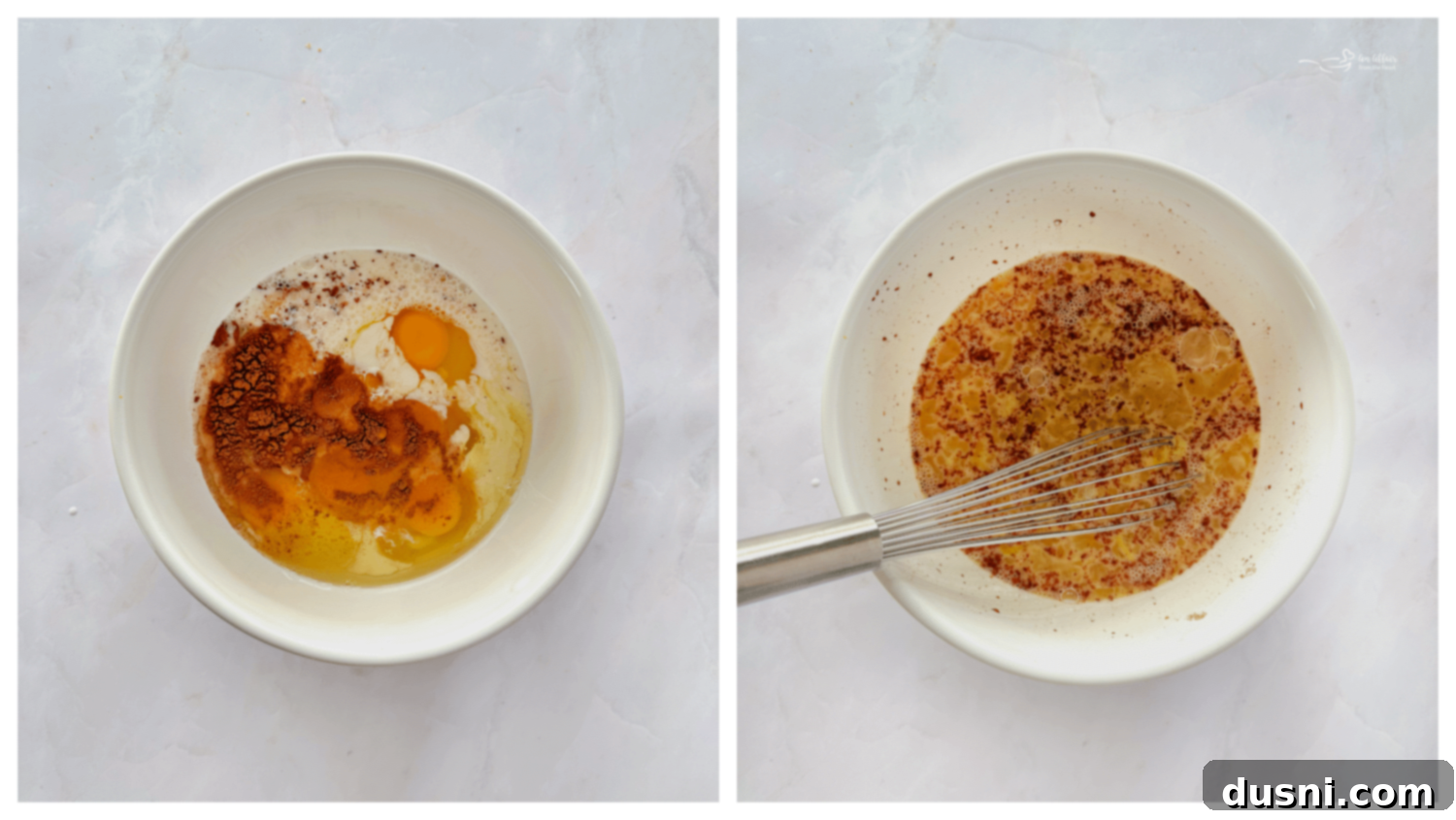 Whisking French Toast batter ingredients