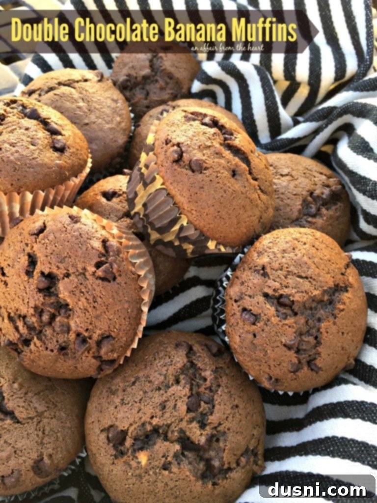 Decadent Double Chocolate Banana Muffins 2 Double Chocolate Banana Muffins