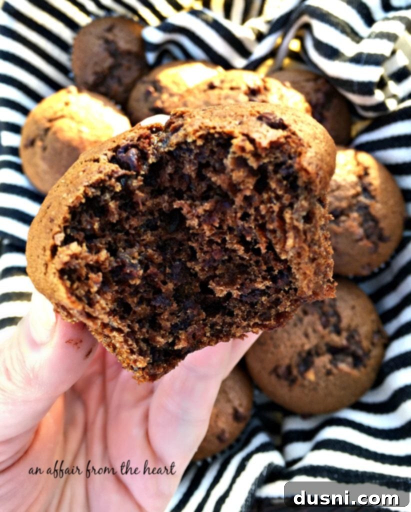Decadent Double Chocolate Banana Muffins 4 Double Chocolate Banana Muffins