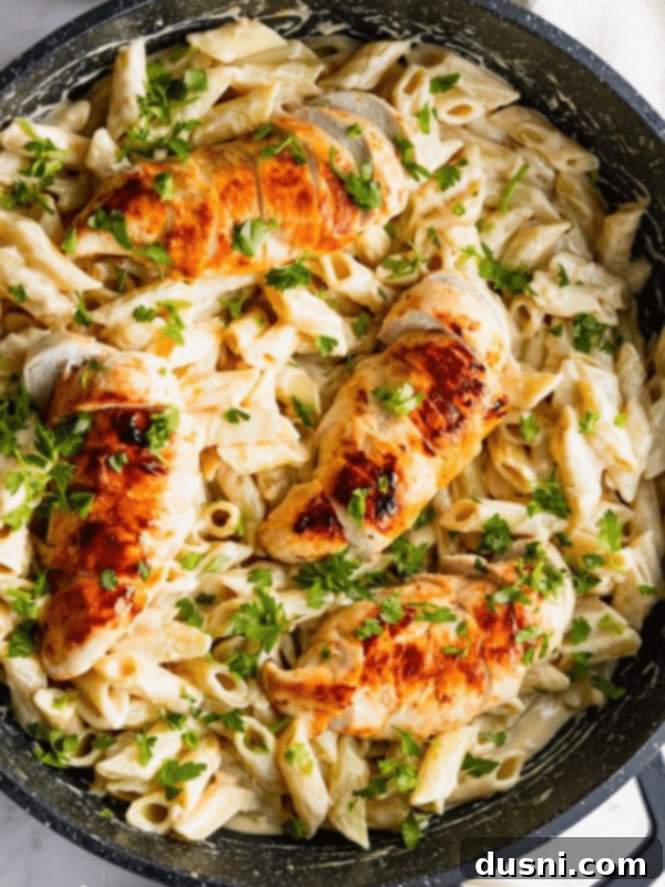 Creamy Chicken and Mushroom Florentine Pasta 20 CREAMY CHICKEN PENNE PASTA STORY Poster Image - promotional image for another recipe.