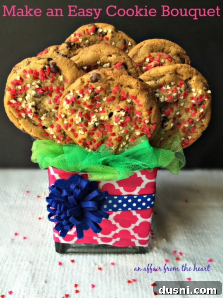 Whip Up a Sweet Cookie Bouquet 2 Homemade Cookie Bouquet with sprinkles and sticks