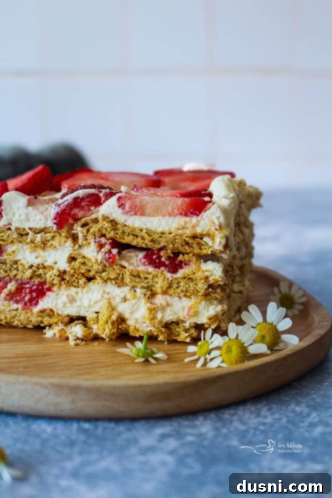 Old Fashioned Strawberry Icebox Cake slices