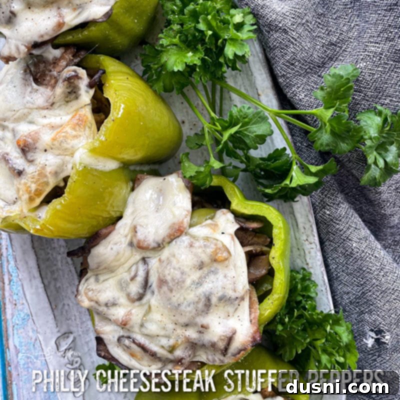 Loaded Philly Cheese Steak Peppers 20 philly cheesesteak peppers stuffed image with text