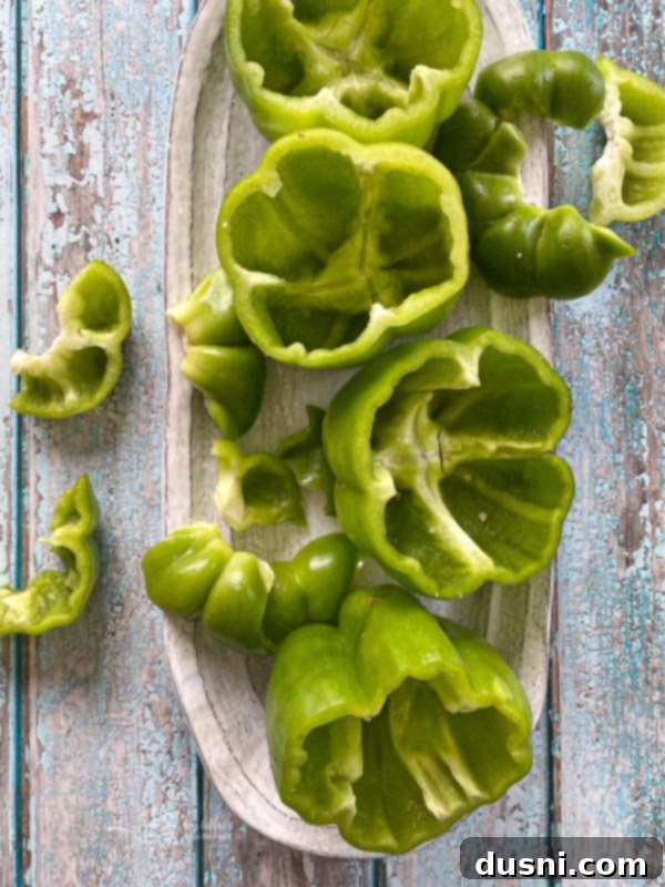 Loaded Philly Cheese Steak Peppers 6 Green Peppers on a plate