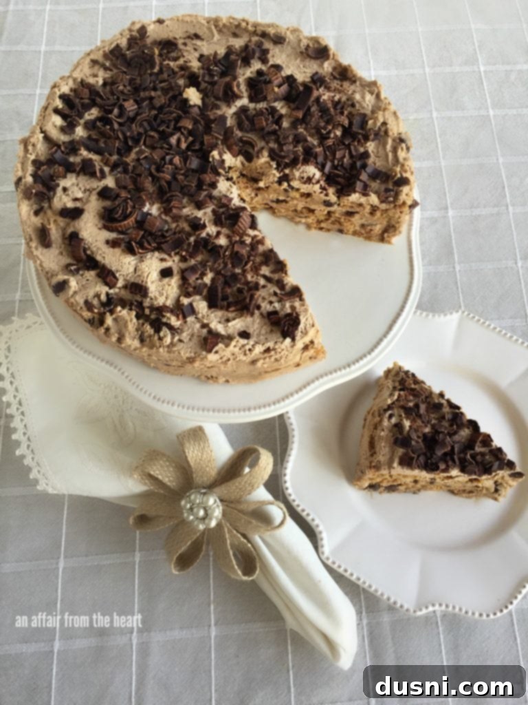 Chilled Mocha Chocolate Chip Delight 2 Mocha Chocolate Chip Icebox Cake, a no-bake dessert with layers of chocolate chip cookies and coffee-infused mousse, perfect for summer.