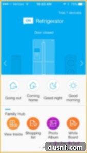 Chilled Mocha Chocolate Chip Delight 7 Samsung Family Hub App interface on a smartphone, showing its capabilities.