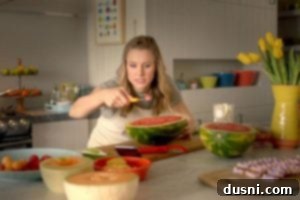 Chilled Mocha Chocolate Chip Delight 8 Kristen Bell and Dax Sheppard in a humorous Samsung Family Hub commercial scene.